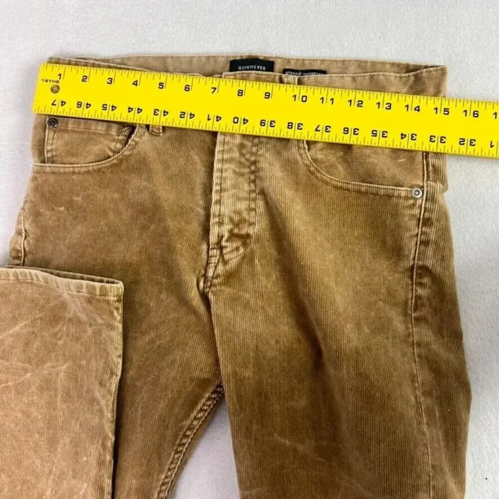 Quicksilver Jeans Pants Mens 28 Brown Straight Tapered Fit Corduroy - Picture 13 of 16
